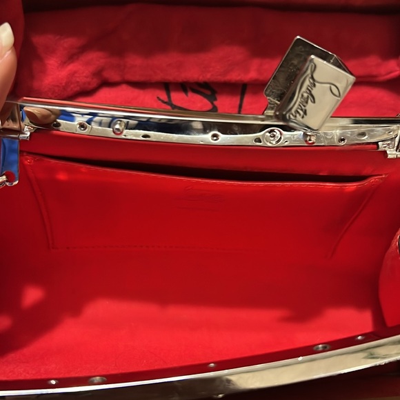 Christian Louboutin Crystal Embellished Red Interior Palmette Evening Bag - Picture 3 of 3